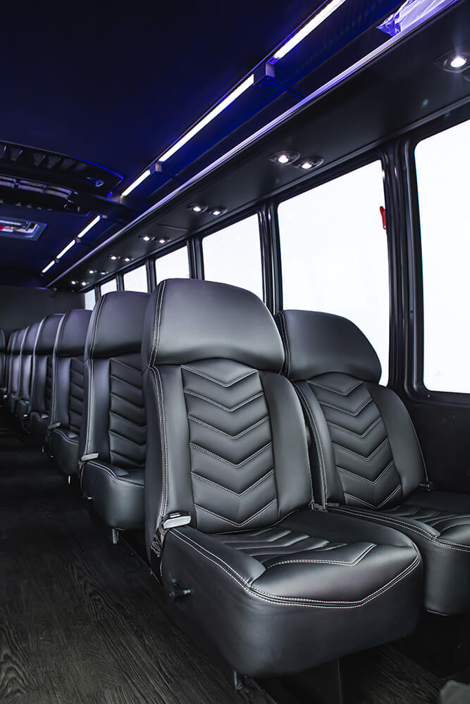 luxury reclining seats inside shuttle rental