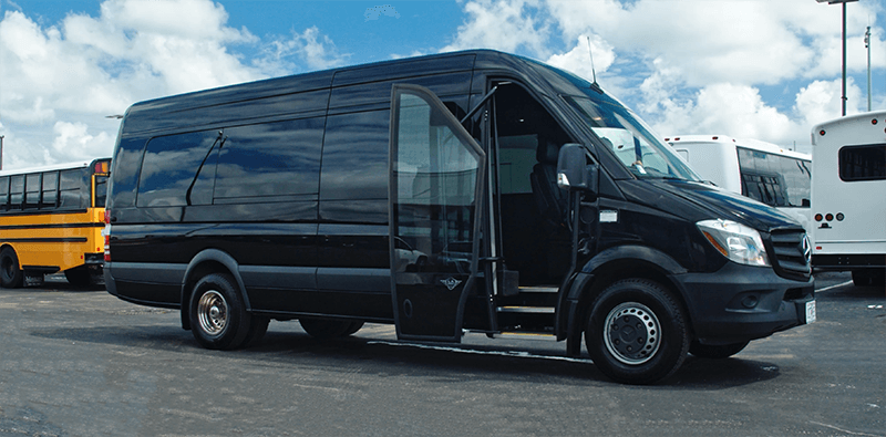 stylish exterior on black luxury sprinter van