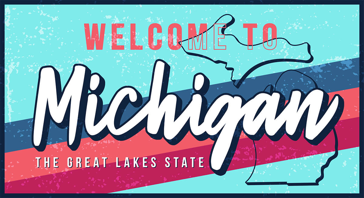 welcome to michigan highway sign