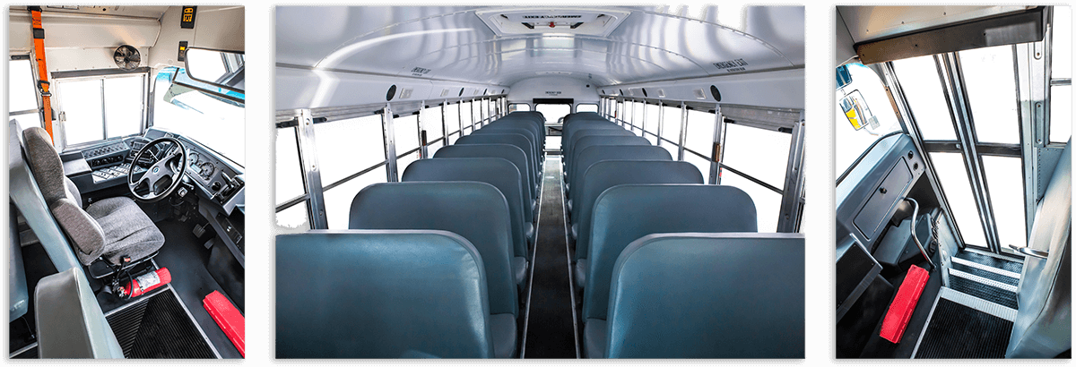 interior seats on blue bird school bus