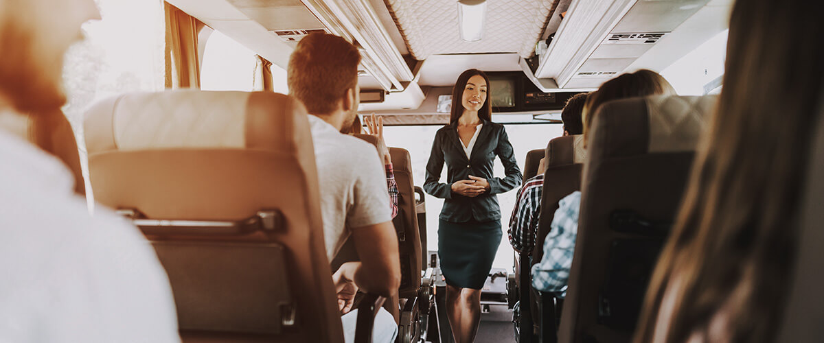 passengers traveling inside tour bus
