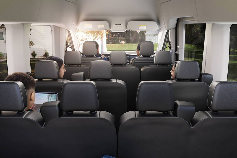interior row seating inside 15 passenger van rental