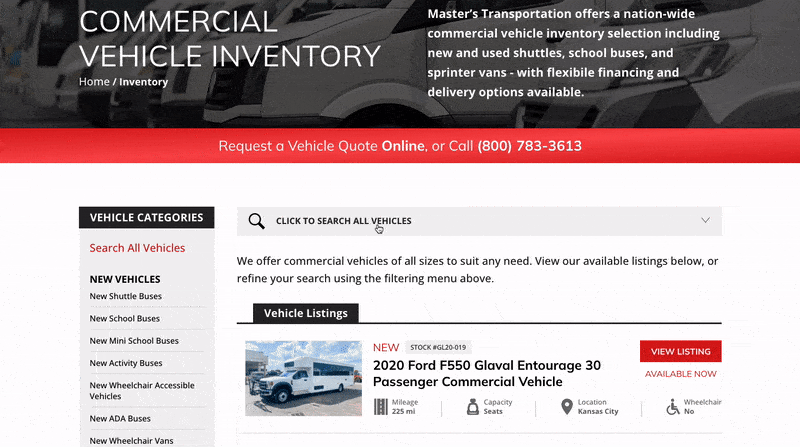 How to use vehicle inventory search feature