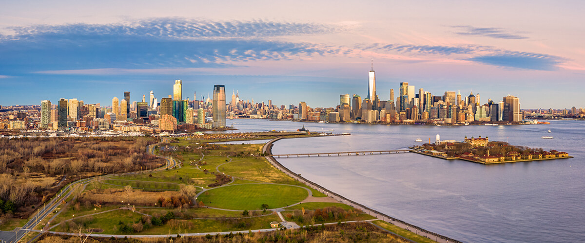 aerial view of liberty state park and ellis island new jersey 1