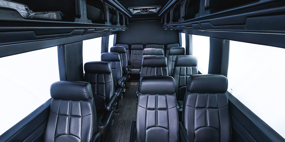 spacious headroom and luggage space inside sprinter van rental