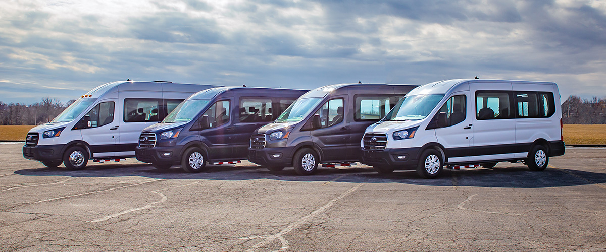group of new vans for sale in Dallas, TX at Master's Transportation