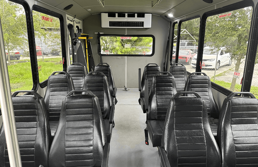 interior row seating church bus