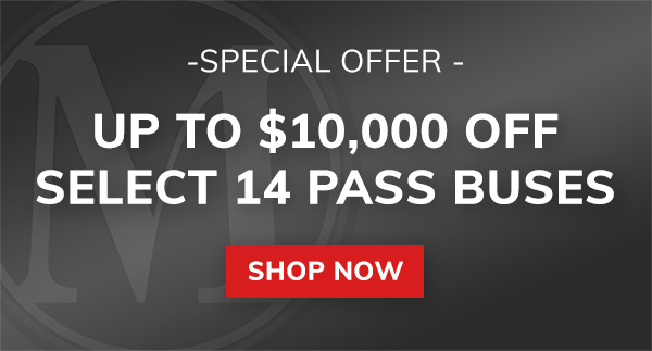Promo for $10,000 Off Select 14 Passenger Buses